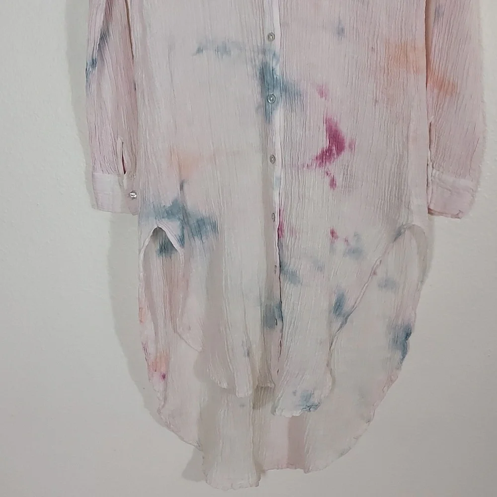 Free People Happiest Morning Button Down Dress Linen Cotton Medium